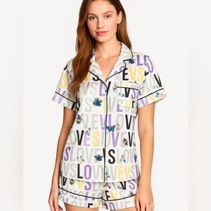 VS 🦋 RARE  “VS LOVE” Glazed Satin Short Pajama Set- M